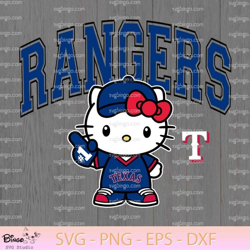 Hello Kitty White Ranger Texas Rangers Hello Kitty SVG, Hello Kitty Fan Baseball SVG
