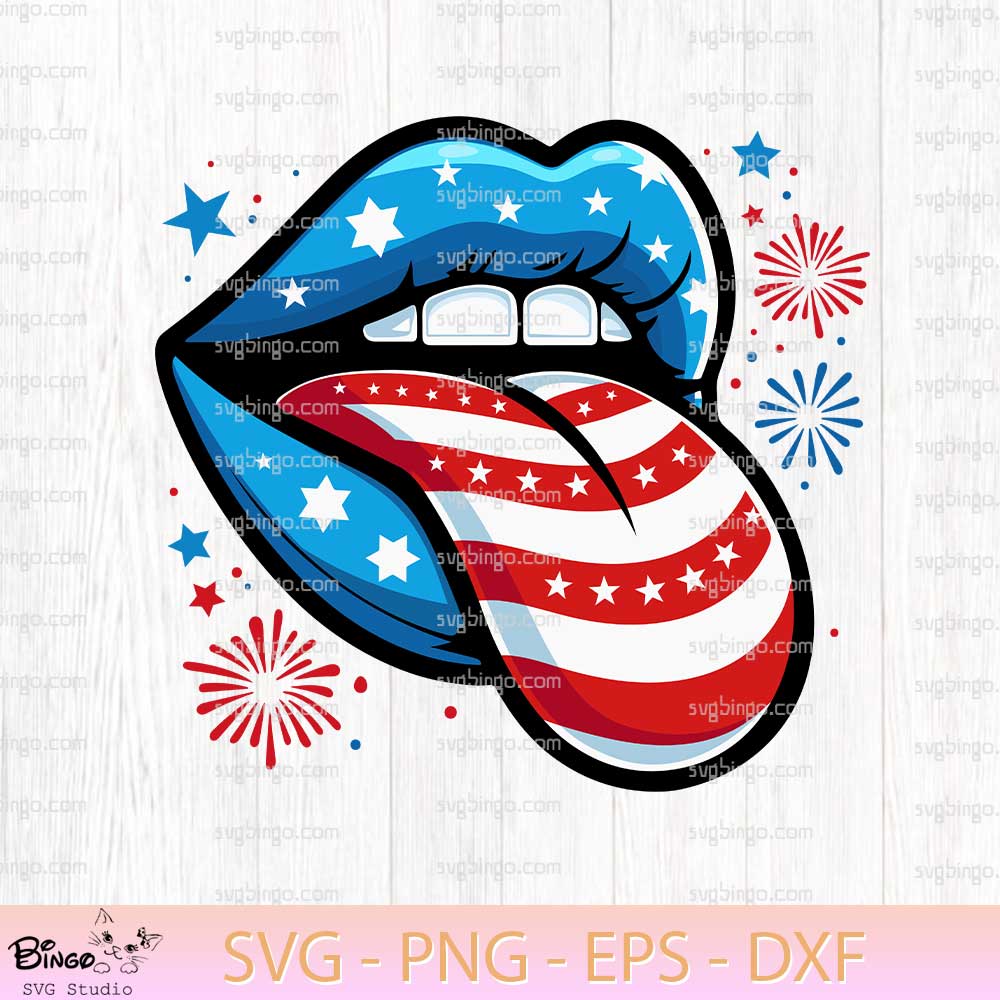 America Flag Lips 4th Of July SVG PNG America Flag Lips 4th Of July SVG PNG