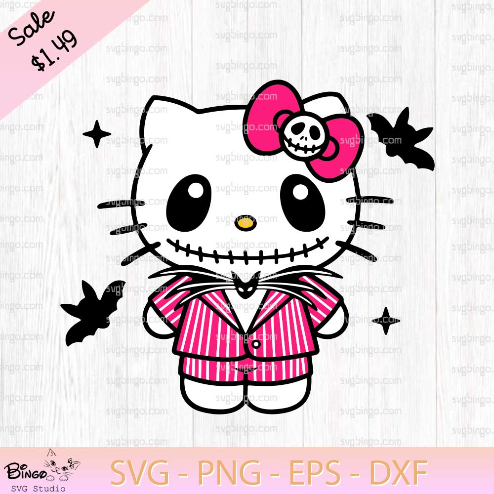 Hello Kitty Jack Skellington SVG PNG, Sanrio Halloween SVG, Kawaii Halloween SVG PNG Hello Kitty Jack Skellington SVG PNG, Sanrio Halloween SVG, Kawaii Halloween SVG PNG