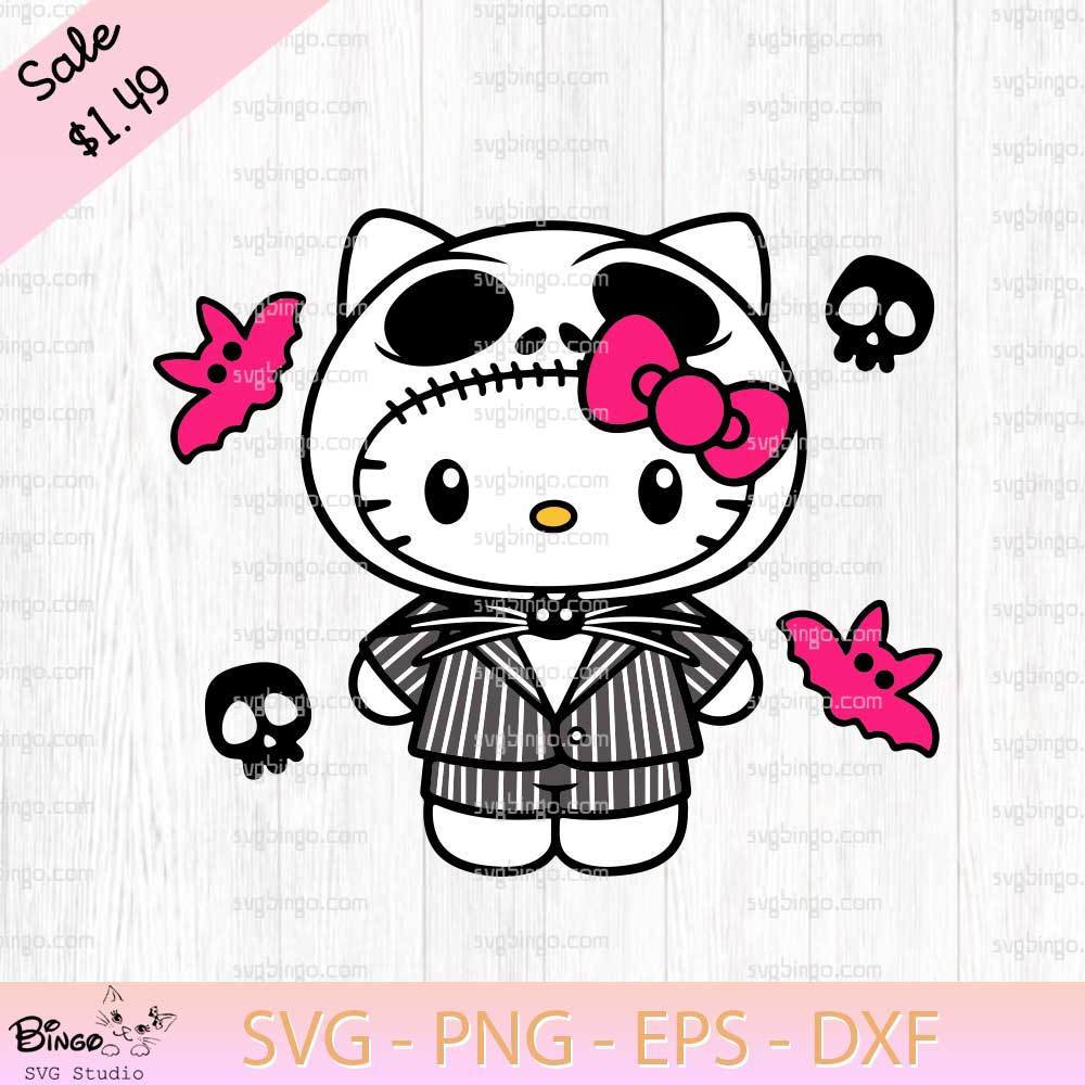 Jack Skellington Hello Kitty SVG PNG, Hello Kitty Halloween SVG, Halloween SVG PNG Files Jack Skellington Hello Kitty SVG PNG, Hello Kitty Halloween SVG, Halloween SVG PNG Files
