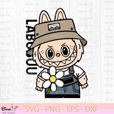 Cute Labubu Daisy Flower SVG, Cute Labubu SVG PNG