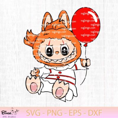 Funny Labubu Pennywise SVG, Horror Labubu​ SVG, Pennywise Labubu​ SVG PNG 1