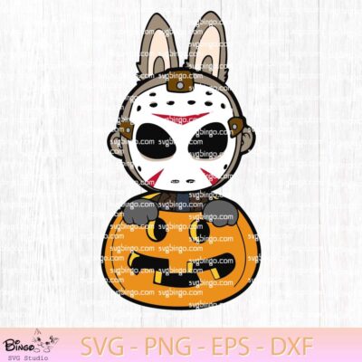 Labubu Jason Voorhees Pumpkin SVG, Labubu Horror Movies SVG, Labubu Halloween SVG PNG 1