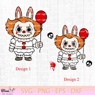 Pennywise Labubu SVG, Labubu Halloween SVG, Labubu Horror SVG PNG 1