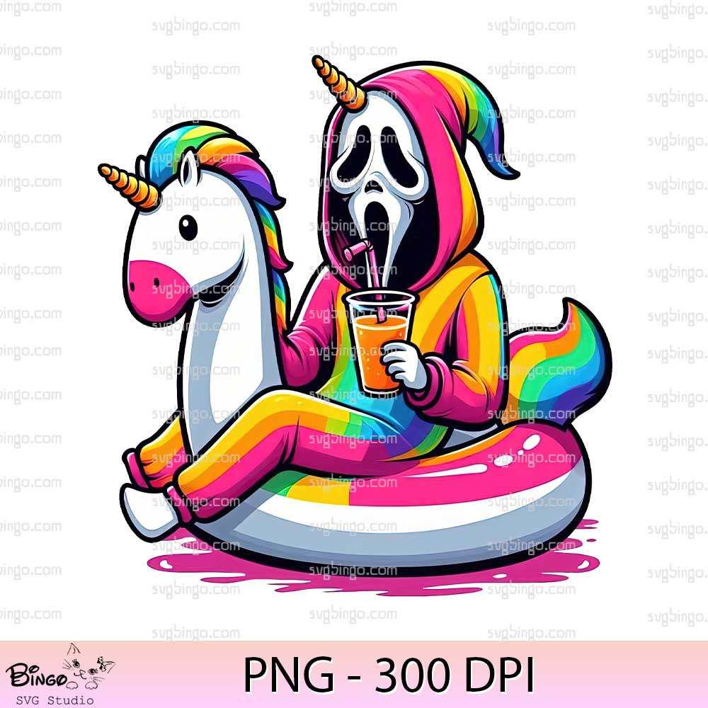 Rainbow Unicorn Ghostface PNG Design Rainbow Unicorn Ghostface PNG Design