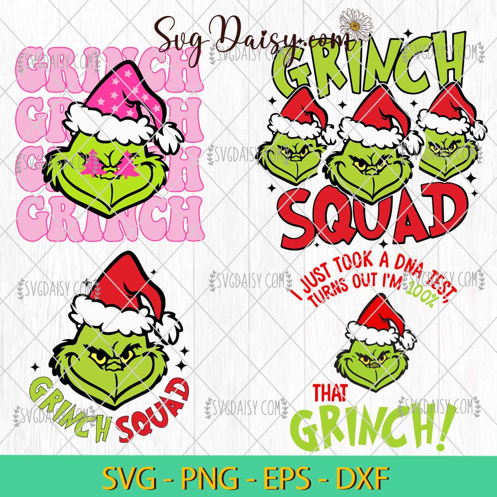Grinch Face Christmas Bundle SVG, Christmas Grinch SVG Grinch Face Christmas Bundle SVG, Christmas Grinch SVG