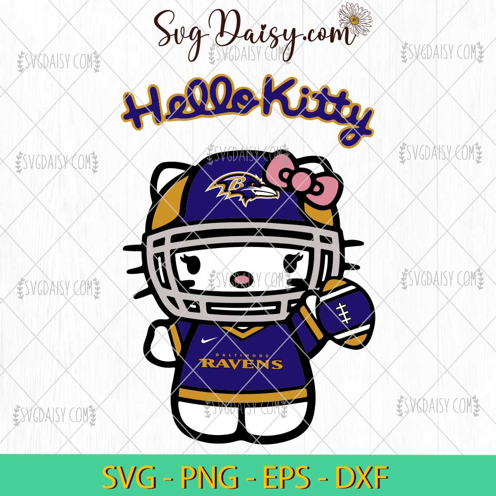 Hello Kitty Baltimore Ravens SVG, Hello Kitty Football SVG, Hello Kitty NFL SVG PNG EPS DXF Hello Kitty Baltimore Ravens SVG, Hello Kitty Football SVG, Hello Kitty NFL SVG PNG EPS DXF
