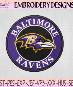 Baltimore Ravens Circle Logo Embroidery Design, Baltimore Ravens Machine Embroidery File