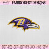Baltimore Ravens Raven Head Logo Embroidery Design, Ravens NFL Machine Embroidery File