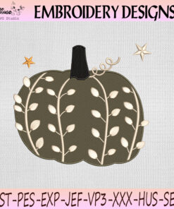 Botanical Vine Pumpkin Embroidery Design, Rustic Fall Machine Embroidery File