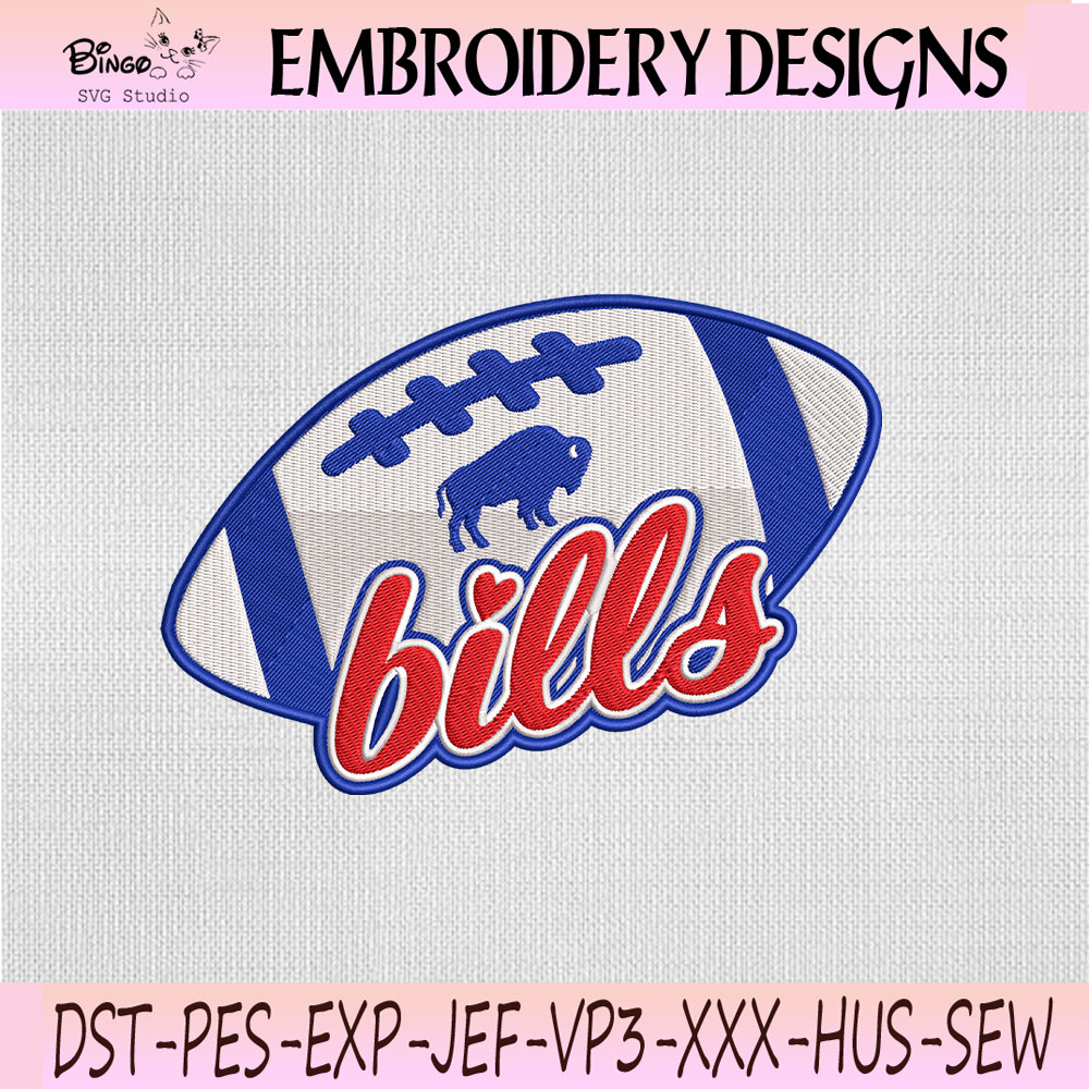 Buffalo Bills Football Embroidery Design, Buffalo Bills Machine Embroidery File