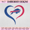 Buffalo Bills Heart Embroidery Design, Buffalo Bills Machine Embroidery File