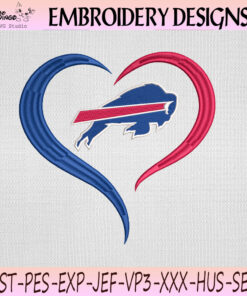 Buffalo Bills Heart Embroidery Design, Buffalo Bills Machine Embroidery File