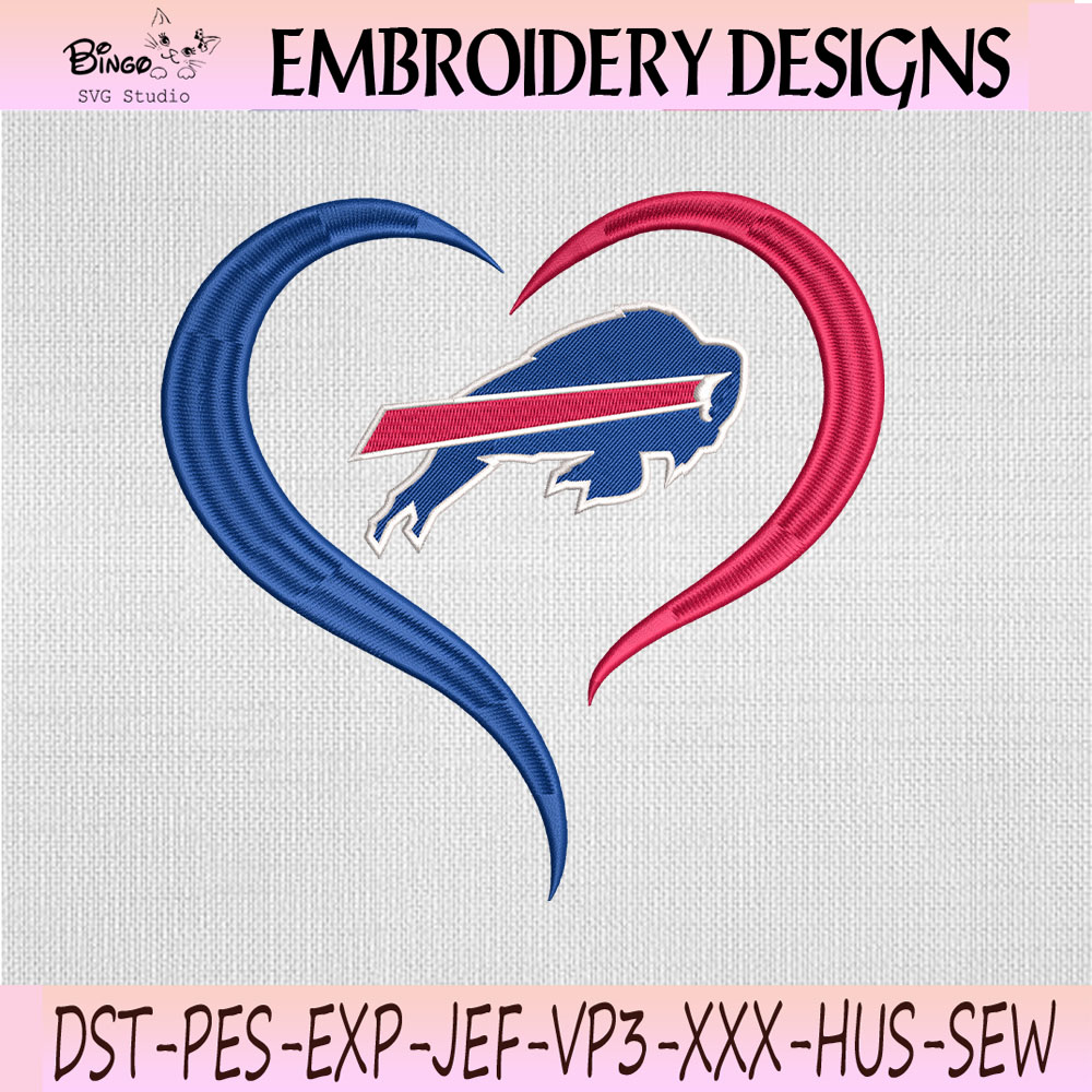 Buffalo Bills Heart Embroidery Design, Buffalo Bills Machine Embroidery File Buffalo Bills Heart Embroidery Design, Buffalo Bills Machine Embroidery File