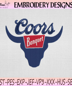 Coors Banquet Bull Head Embroidery Design, Coors Banquet Machine Embroidery File