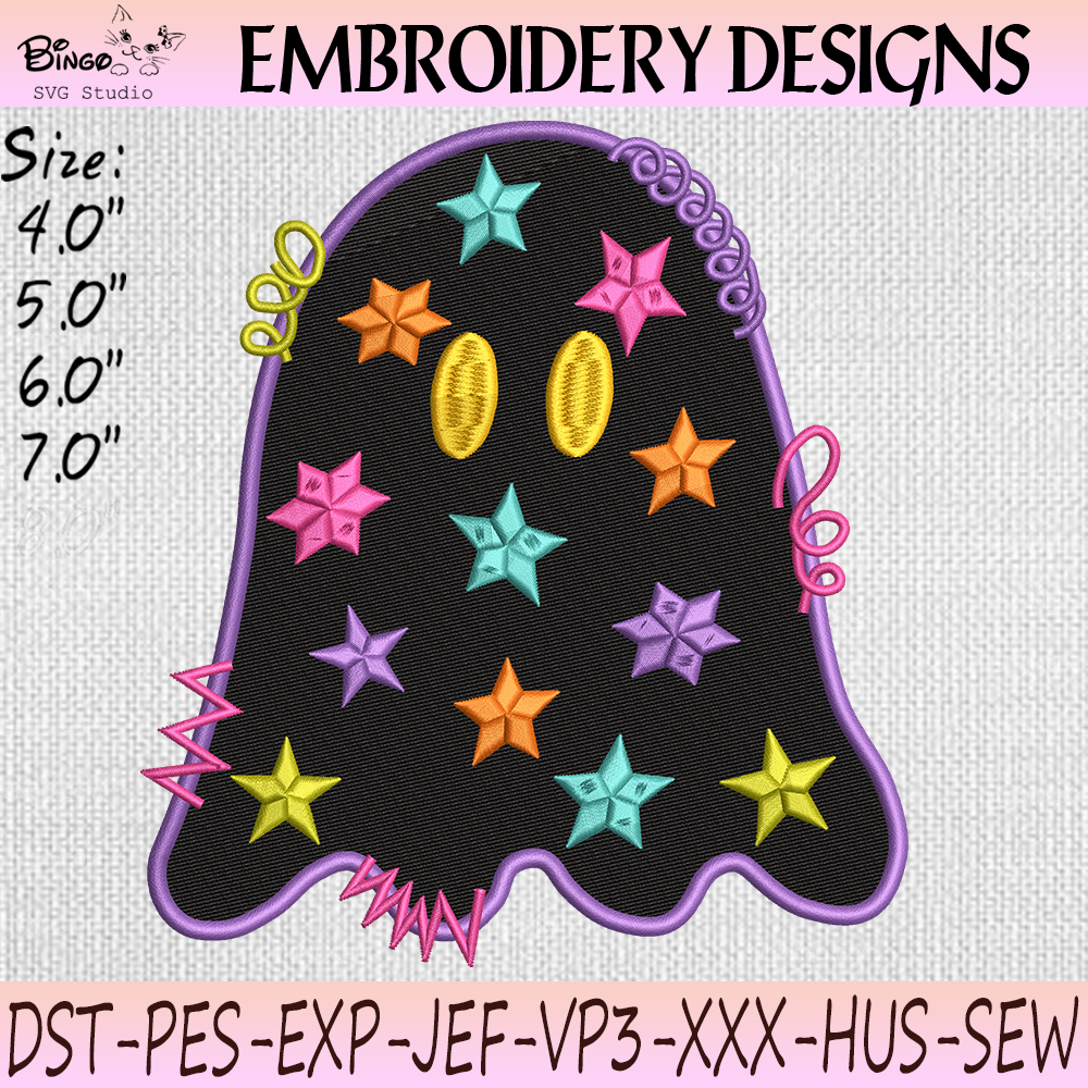 Cute Ghost Halloween Embroidery Design