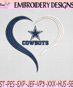Dallas Cowboys Heart Embroidery Design, Dallas Cowboys Machine Embroidery File