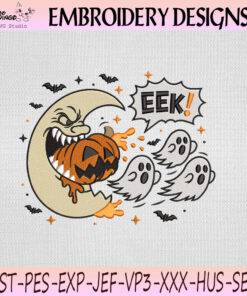 EEK Ghost Halloween Embroidery Design, Ghost Pumpkin Machine Embroidery File