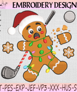 Christmas gingerbread golfer embroidery mockup