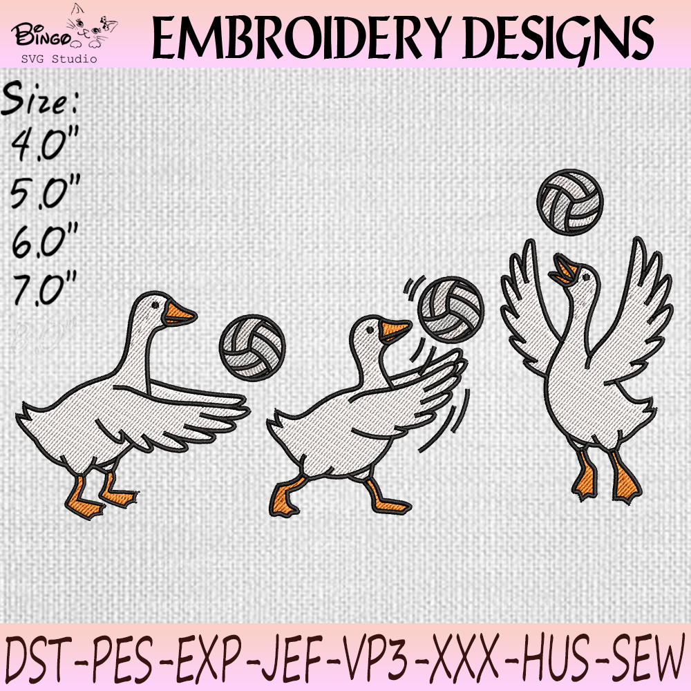 Goose Bumps Volleyball Embroidery Design