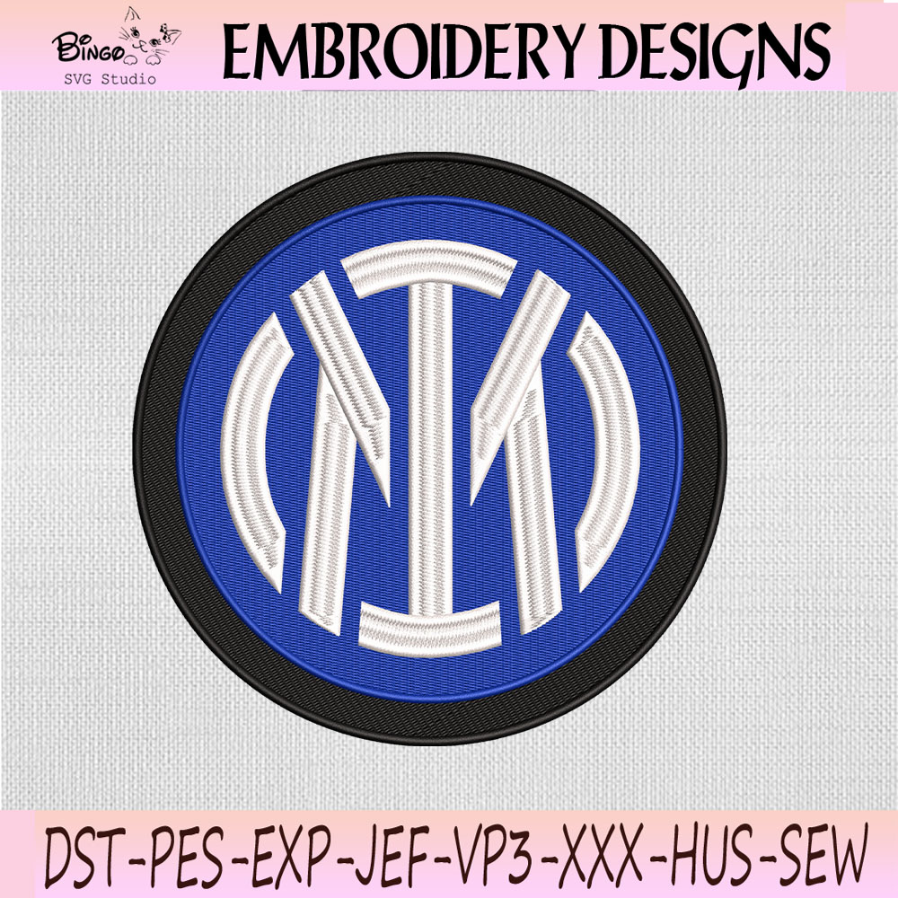 Inter Milan Football Club Logo Embroidery Design, Inter Milan Soccer Team Machine Embroidery File