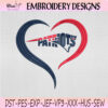 New England Patriots Heart Embroidery Design, New England Patriots Machine Embroidery File