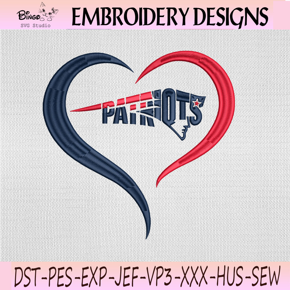 New England Patriots Heart Embroidery Design, New England Patriots Machine Embroidery File New England Patriots Heart Embroidery Design, New England Patriots Machine Embroidery File