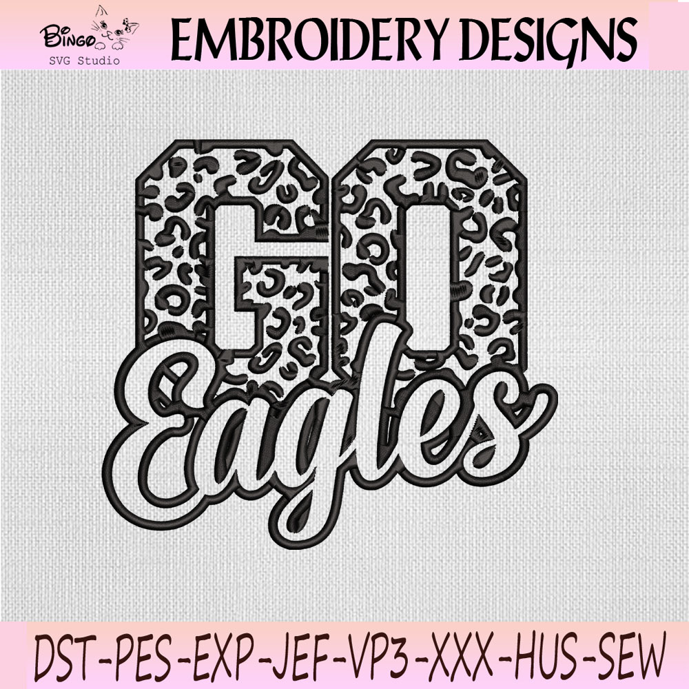 Philadelphia Eagles Go Eagles Leopard Embroidery Design, Philadelphia Eagles Machine Embroidery File