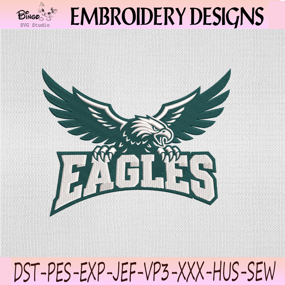 Philadelphia Eagles Wings Logo Embroidery Design, Eagles NFL Machine Embroidery File