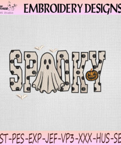 Spooky Ghost Halloween Embroidery Design, Pumpkin Polka Dot Machine Embroidery File