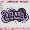 Velaris City of Starlight Embroidery Design with Crescent Moon and Stars