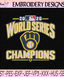 2026 World Series Champions Embroidery Design, Baseball Championship Machine Embroidery File