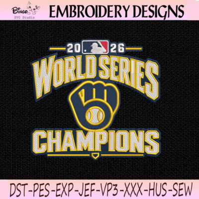 2026 World Series Champions Embroidery Design, Baseball Championship Machine Embroidery File