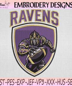 Baltimore Ravens Football Player Shield Embroidery Design, Baltimore Ravens Machine Embroidery File