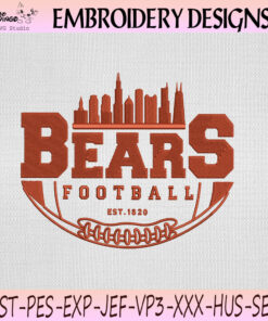 Chicago Bears Football Skyline Embroidery Design, Chicago Bears Machine Embroidery File