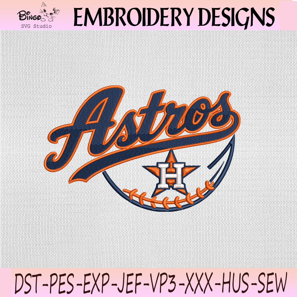 Houston Astros Baseball Script Embroidery Design, Houston Astros Machine Embroidery File