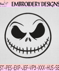 Jack Skellington Face Embroidery Design, Halloween Skeleton Machine Embroidery File