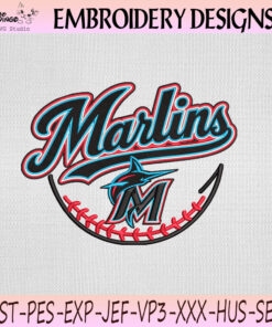 Miami Marlins Baseball Script Embroidery Design, Miami Marlins Machine Embroidery File
