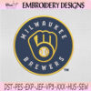 Milwaukee Brewers Circle Emblem Embroidery Design, Baseball Machine Embroidery File