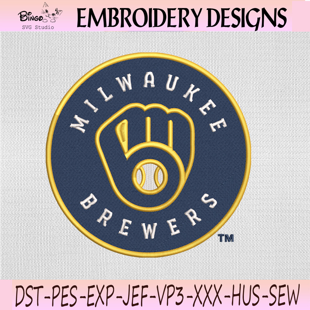 Milwaukee Brewers Circle Emblem Embroidery Design, Baseball Machine Embroidery File Milwaukee Brewers Circle Emblem Embroidery Design, Baseball Machine Embroidery File