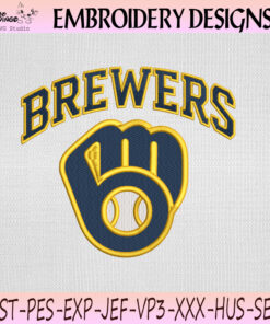 Milwaukee Brewers Glove Embroidery Design, Baseball Machine Embroidery File