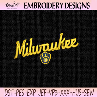 Milwaukee Brewers Script Embroidery Design, Baseball Machine Embroidery File