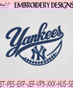 New York Yankees Baseball Script Embroidery Design, New York Yankees Machine Embroidery File