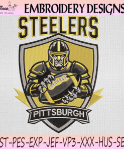 Pittsburgh Steelers Football Player Shield Embroidery Design, Pittsburgh Steelers Machine Embroidery File