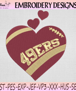 San Francisco 49ers Heart Embroidery Design, 49ers Machine Embroidery File