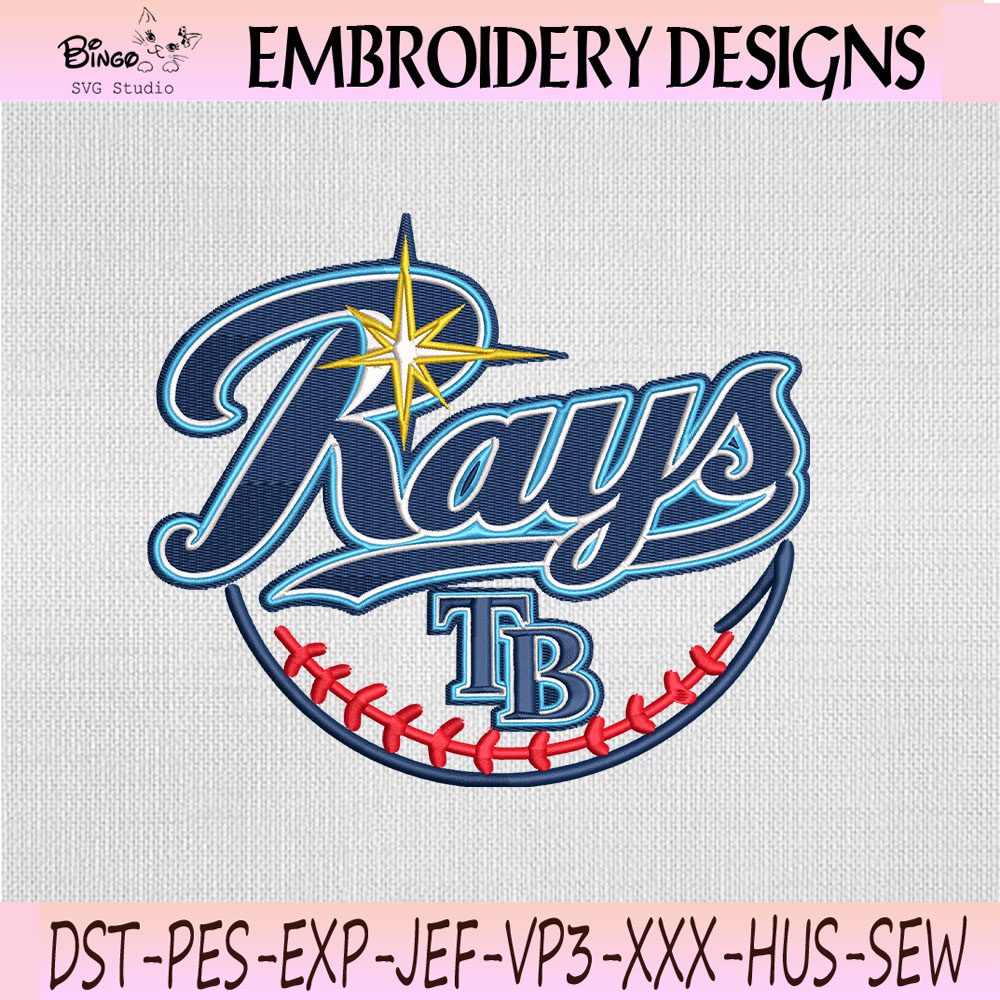 Tampa Bay Rays Baseball Script Embroidery Design, Tampa Bay Rays Machine Embroidery File